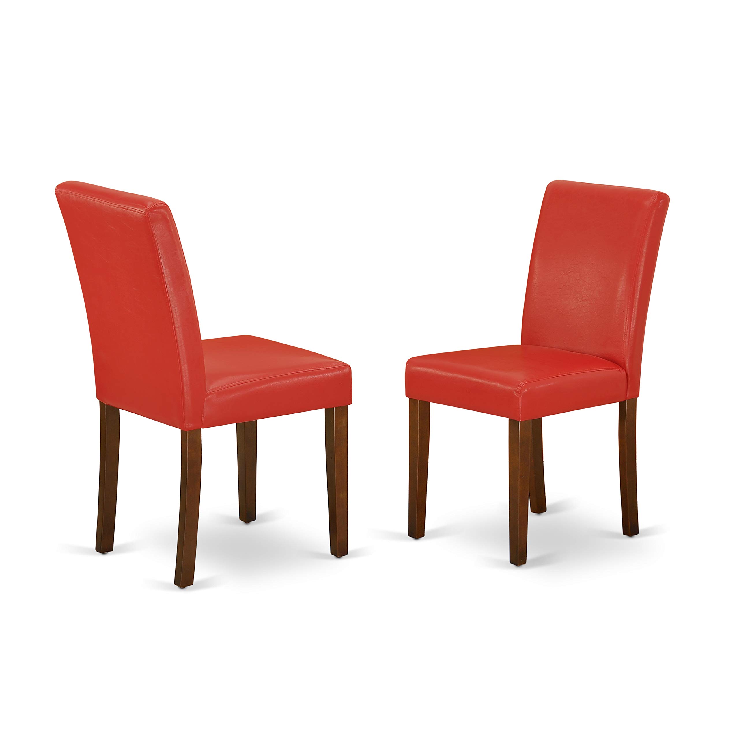 East West Furniture NOAB5-MAH-72 5-Piece Mahogany Dining Set with Extendable Table & 4 Faux Leather Chairs - 32x54 Inch Rectangle Kitchen Table with Butterfly Leaf - Firebrick Red Parson Chairs for Dining Room, Kitchen, Breakfast Nook & Small Space Entertaining