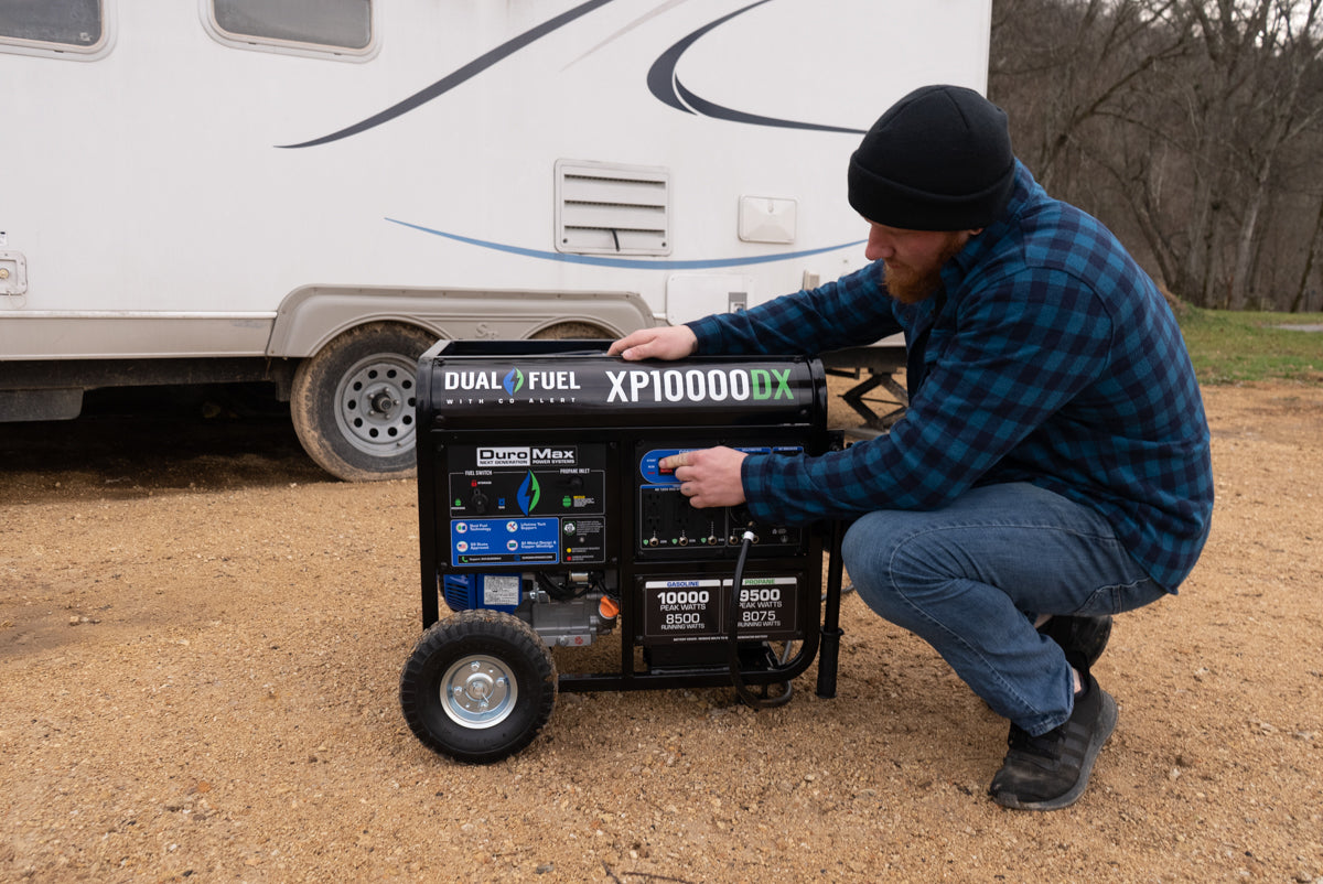 10,000 Watt Dual Fuel Portable Generator with CO Alert - Reliable Backup Power for Home, Camping & Emergency Use