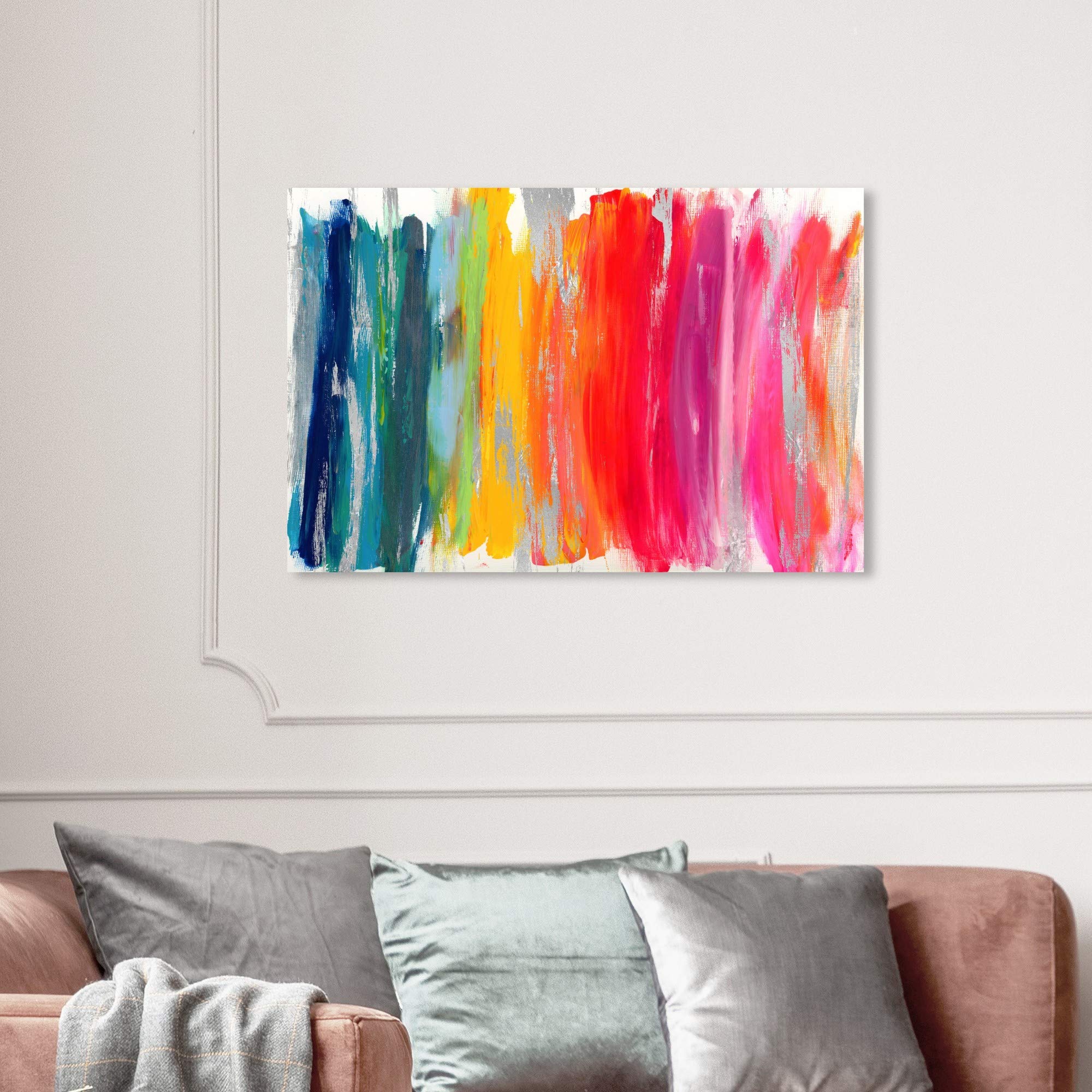 Wynwood Studio Abstract Wall Art Canvas Print 'Sunday Funday' - Modern Blue & Yellow Painting for Home Décor, 24x16 Inches - Perfect for Living Room, Bedroom & Office Wall Decor