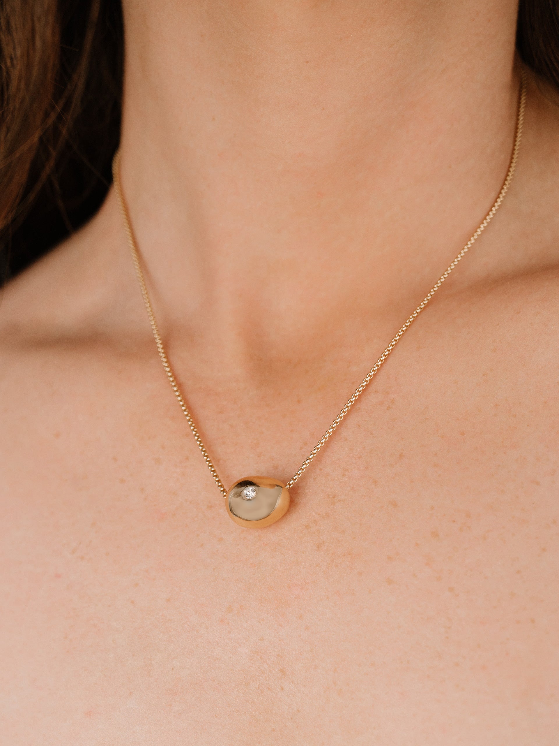 Crystal Dot Pebble Pendant Necklace - Elegant Dainty Jewelry for Women, Gift for Her | Perfect for Everyday Wear, Date Night & Special Occasions