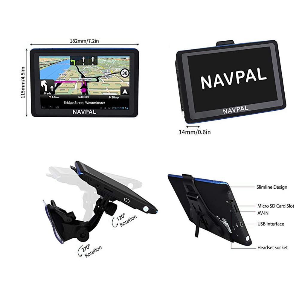 7 Inch GPS Navigation for Truck RV & Car - Free Lifetime Map Updates, Speed Warning & Driver Alerts | Commercial Driver GPS with Large Screen | Perfect for Long-Haul Trucking, RV Road Trips & Daily Commuting (Black)