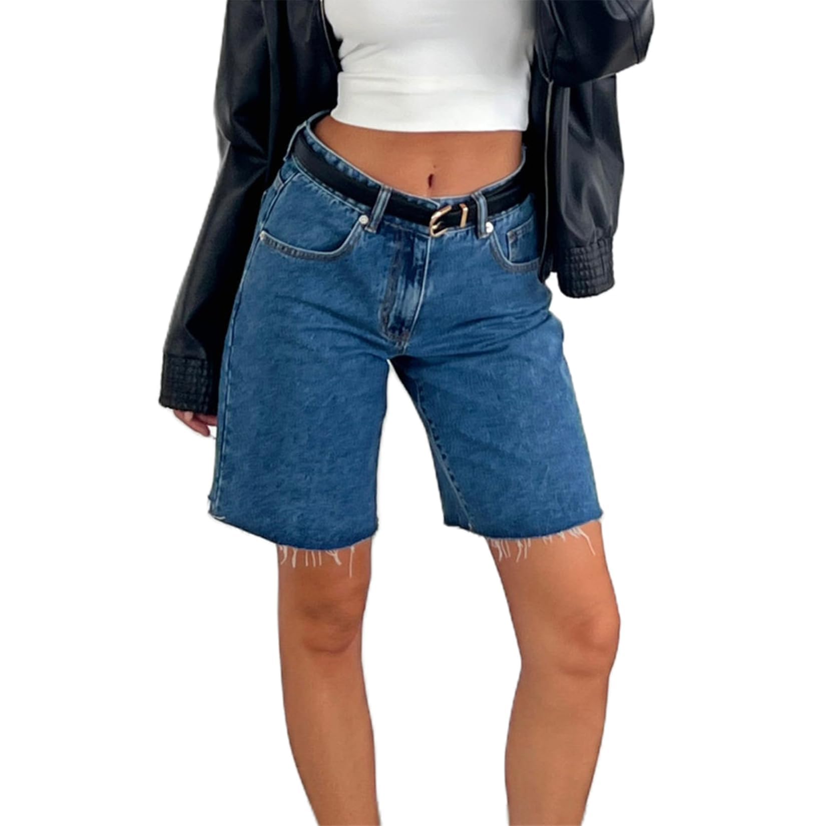 Vintage Y2K Women's Carpenter Jean Shorts - High Rise Loose Fit Wide Leg Denim Jorts - Prewashed Casual Cowgirl Outfits for Summer, Music Festivals & Western Style