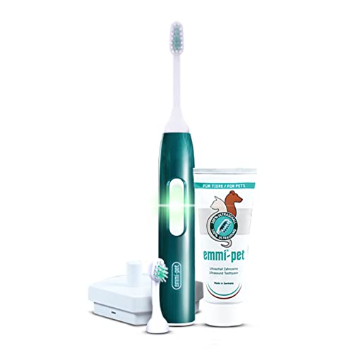 Emmi®-pet Electric Toothbrush Set for Dogs & Cats - Patented Ultrasound Technology for Healthier Teeth, Fresher Breath | Silent Operation, No Vibration | Perfect for Anxious Pets & Daily Dental Care at Home