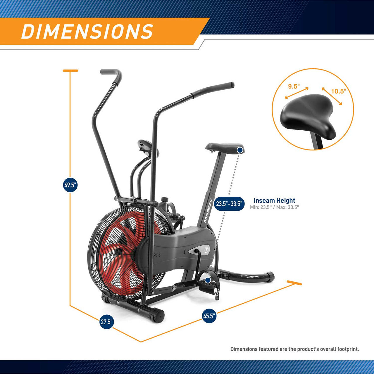 Marcy Fan Bike NS 1000 - Exercise Bike for Home Workouts, Cardio Training & Indoor Cycling - Perfect for Small Spaces & Home Gym Fitness