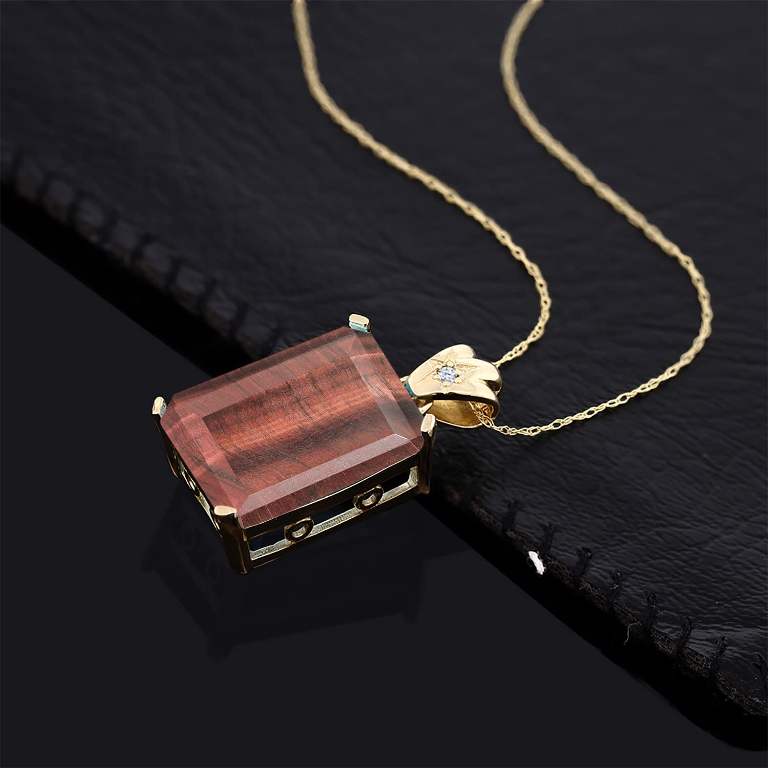 18K Yellow Gold Plated Silver Emerald & Round Cut Birthstone Pendant Necklace for Women - 18X13MM Gemstone & 1.8MM Accents - Perfect Jewelry Gift for Mom, Wife, Her | 18 Inch Chain | Elegant for Weddings, Anniversaries & Special Occasions