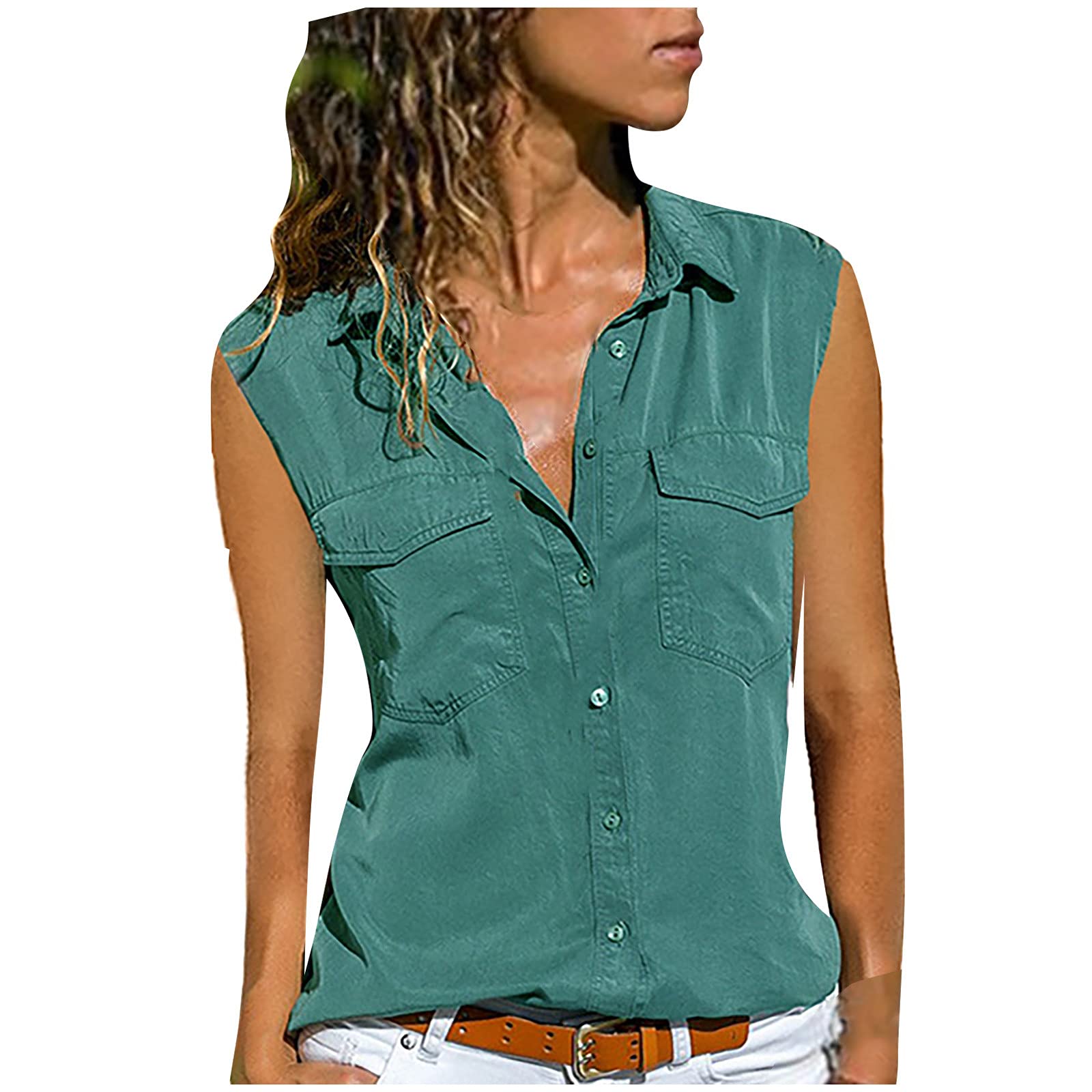 Women's Casual Sleeveless Tank Tops - 2022 Summer Loose Fit Lapel Henley Shirts for Workout & Daily Wear | Breathable Comfort for Yoga, Gym, Beach & Outdoor Activities