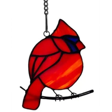 Stained Glass Cardinal Bird Window Decor - Handmade Art for Home, Church & Garden - Perfect for Gifts & Holiday Decorations