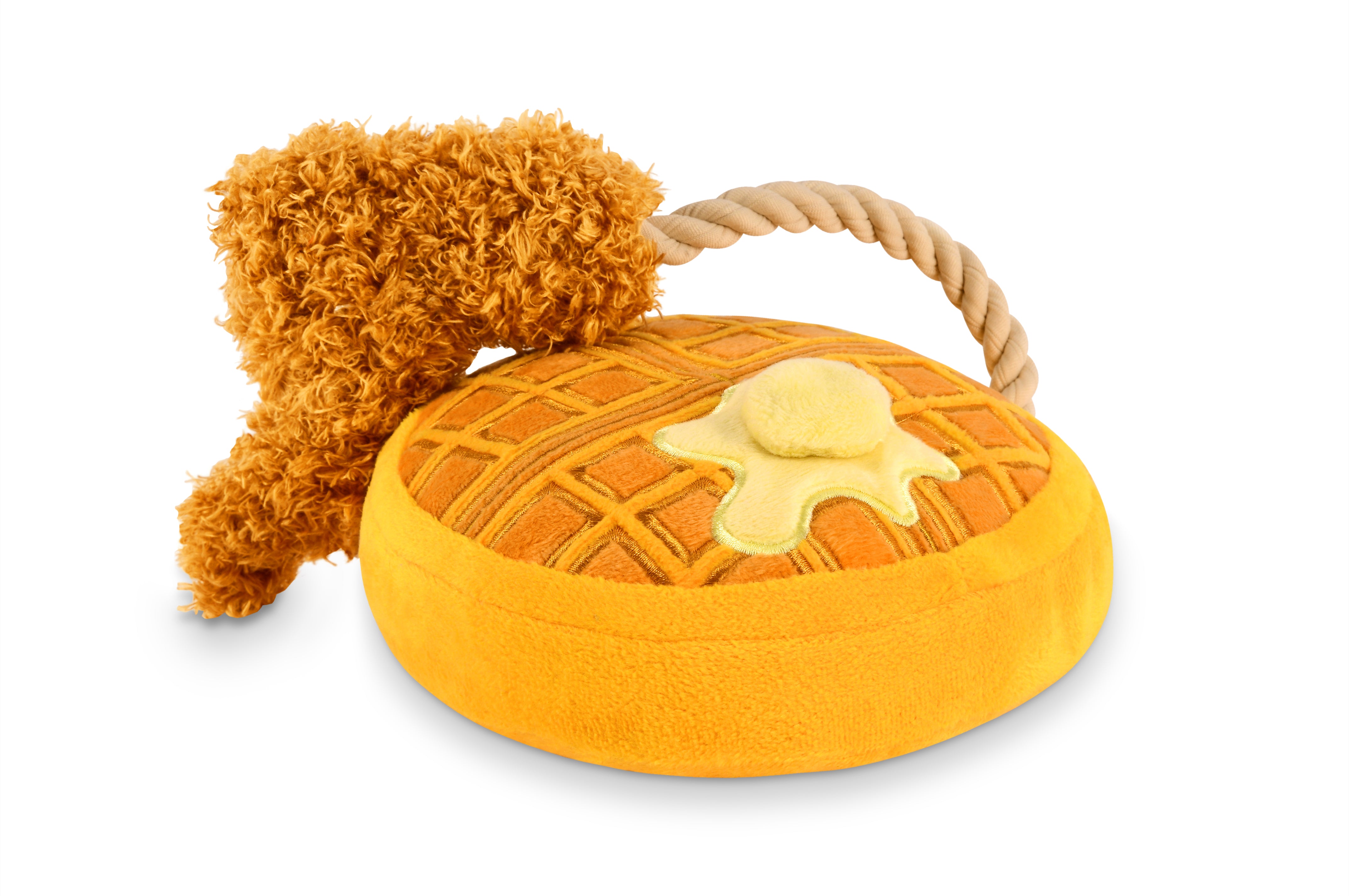 El Pollo y Waffle Plush Dog Toy - Barking Brunch™ Chew Toy for Dogs by Pet P.L.A.Y. | Soft & Durable Puppy Plaything for Fetch, Cuddling & Teething Relief