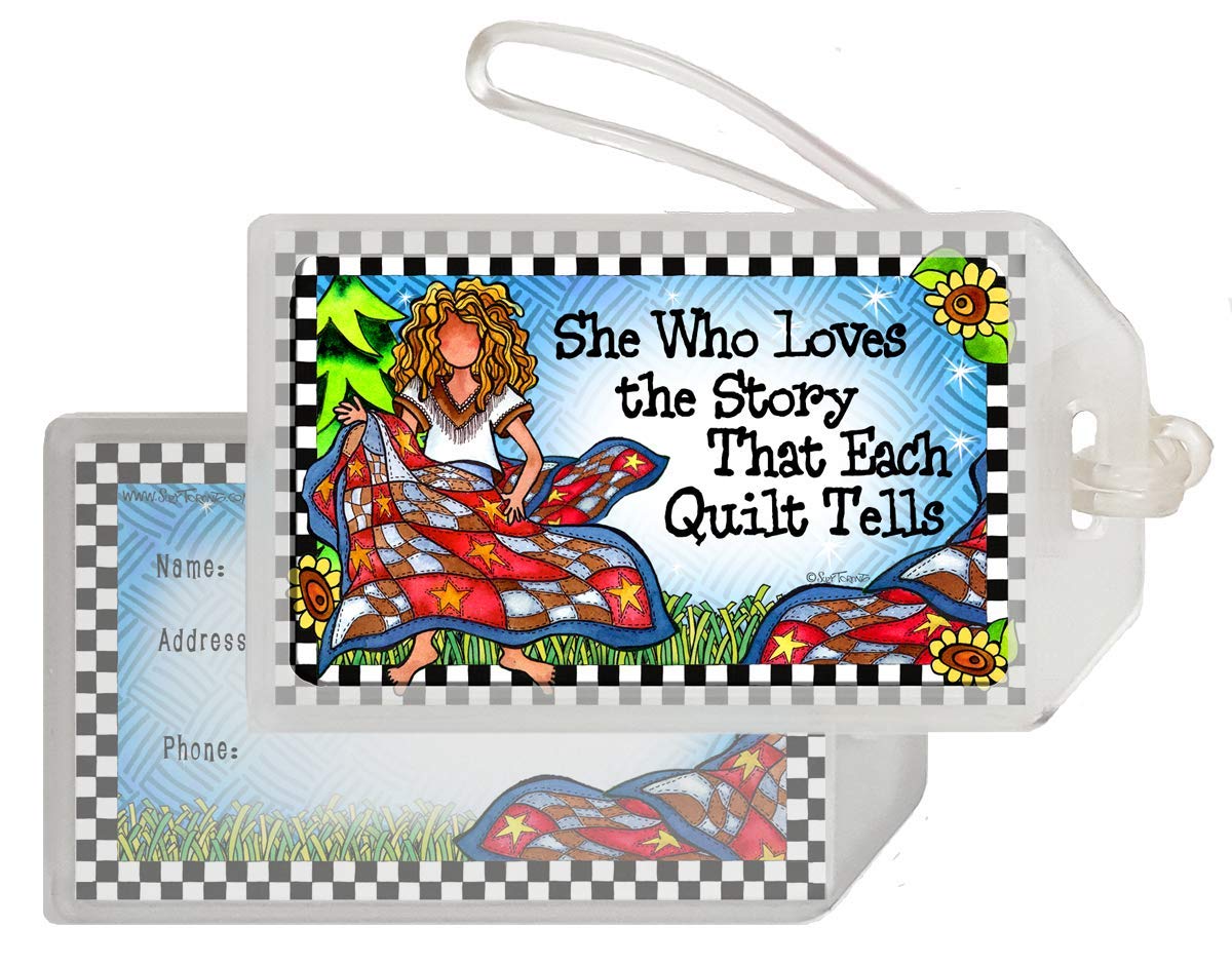 Suzy Toronto Quilt Story Luggage Tag - Unique Gift for Quilters & Travelers - Perfect for Suitcases, Backpacks & Travel Accessories