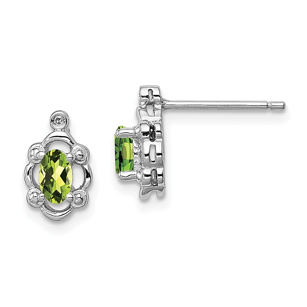 925 Sterling Silver Green Peridot & Diamond Stud Earrings - August Birthstone Jewelry for Women | Elegant Post Earrings for Everyday Wear, Gift Ideas for Her, Mom, Wife, Birthday & Anniversary Present
