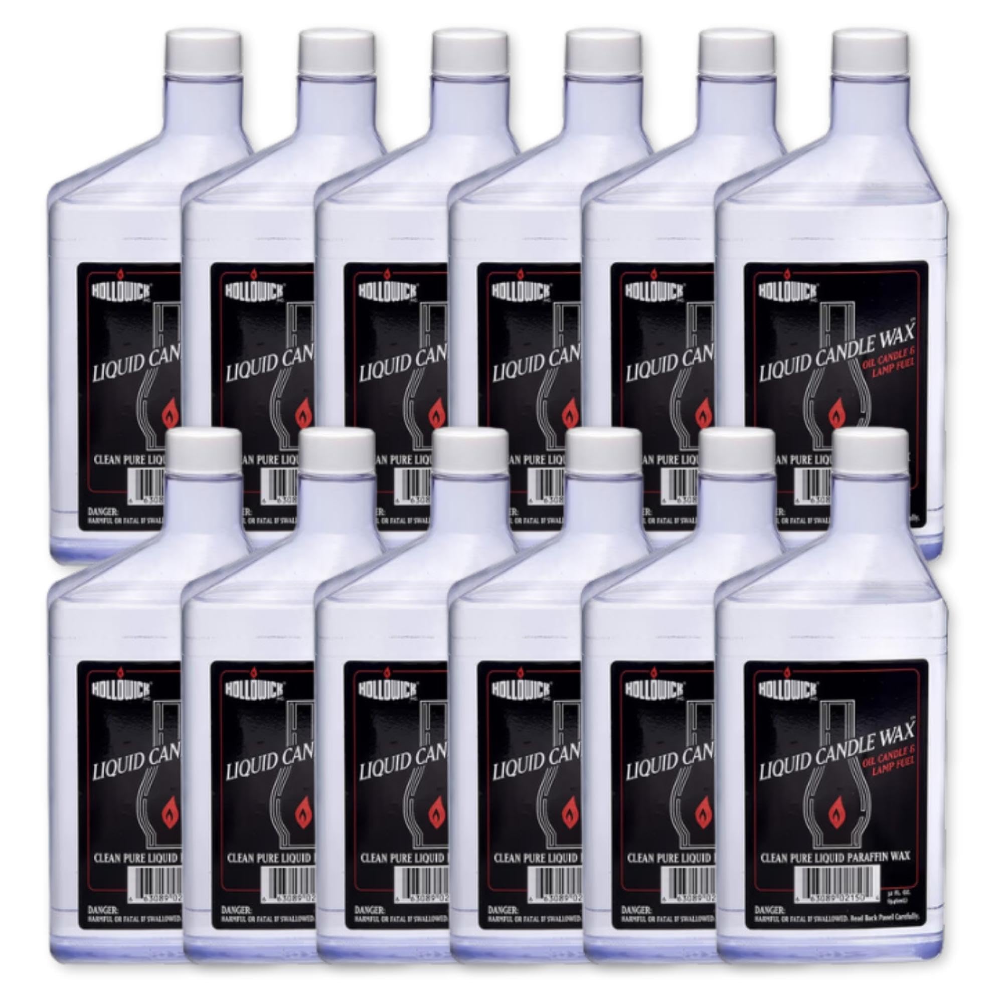 Hollowick Premium Liquid Candle Wax Refill - 12 Quart Bottles Case for Glass Votive Tealight Holders | Clear Fuel Oil for Restaurant, Wedding & Tabletop Decor Lighting | Perfect for Romantic Ambiance, Special Events & Home Decoration