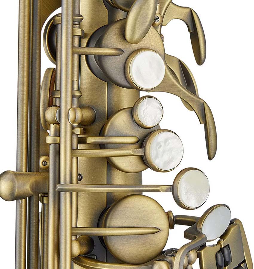 Antigua Winds AS4248AQ PowerBell Professional Alto Saxophone with Antique Finish - Perfect for Jazz, Concert & Marching Band Performances