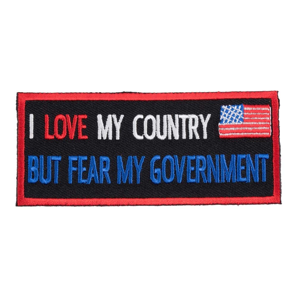 Patriotic 'I Love My Country Fear Government' Iron-On Patch - Political Statement Sew-On Badge for Jackets, Hats & Bags - Perfect for Protests, Rallies & Freedom of Speech Events