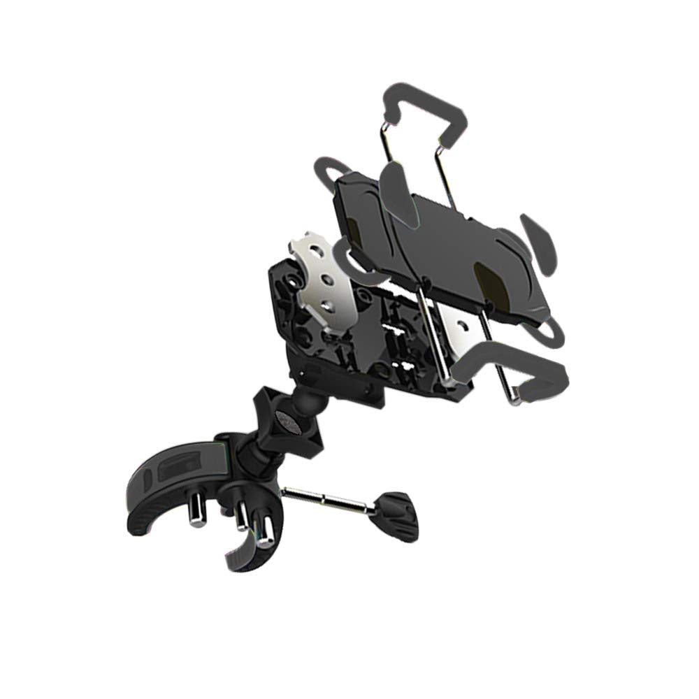 Universal 360° Rotating Bike Phone Mount - Adjustable Motorcycle & Bicycle Phone Holder with Rubber Strap for iPhone 15/14/13/12/11/X/8/7, Samsung Galaxy S23/S22/S21 - Perfect for Cycling, Commuting & Outdoor Adventures (Black)