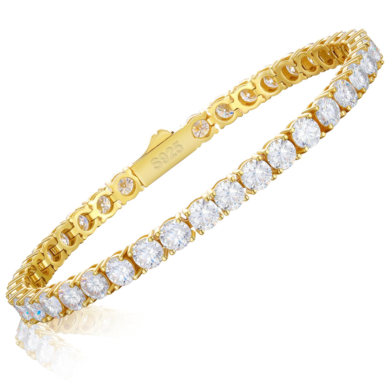 TUHE 1.92ct-21ct Moissanite Tennis Bracelet for Women & Men - 18k Gold Plated 925 Sterling Silver, 6-8.5 Inch, Lab Grown D Color VVS1 Round Cut Stones - Perfect for Mother's Day Gifts, Anniversary Jewelry & Elegant Evening Wear