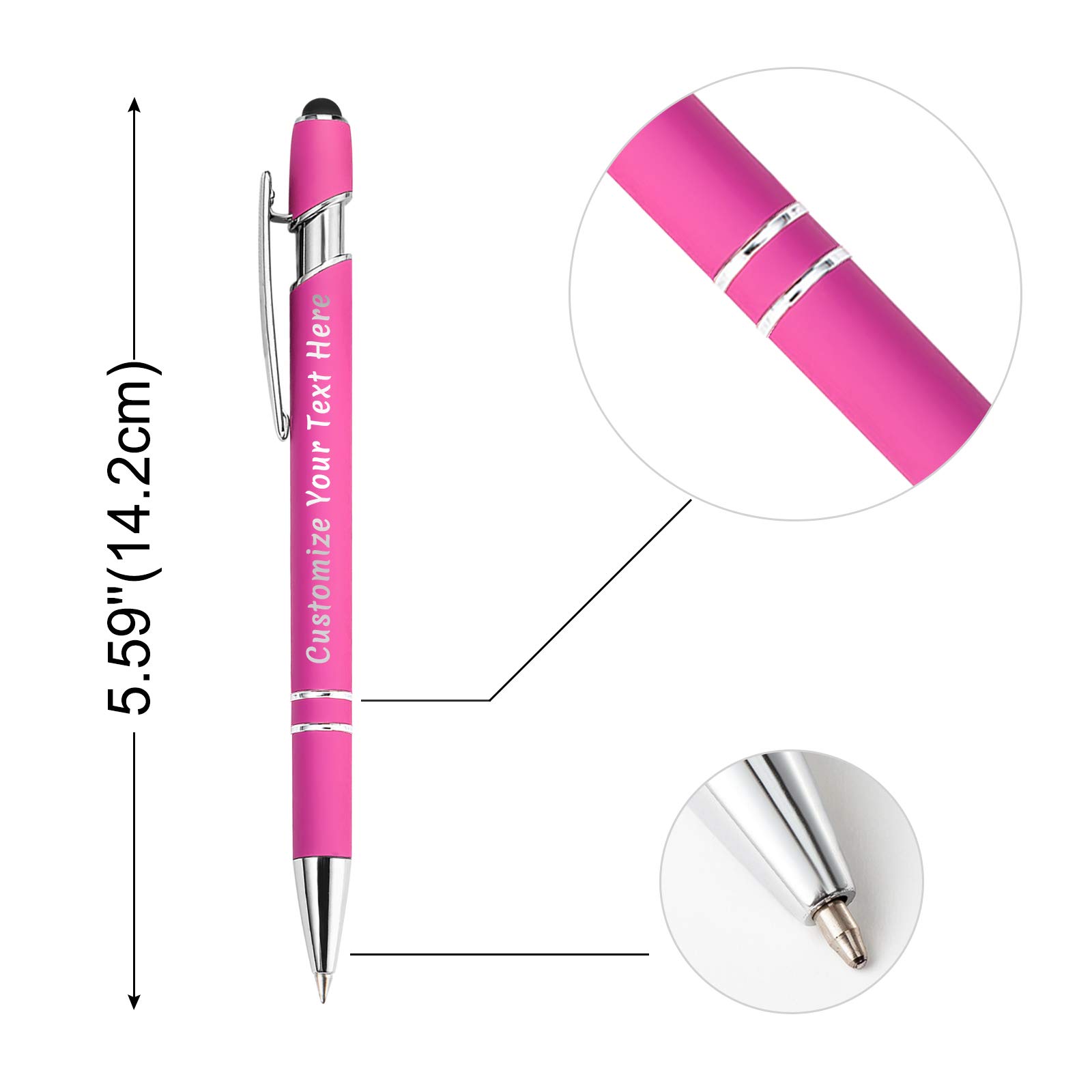 500 Pcs Custom Engraved Metal Pens with Stylus - Personalized Name, Logo & Message - Click Action Ballpoint Pens for Men & Women - Ideal for Business Gifts, Office Supplies & Promotional Events