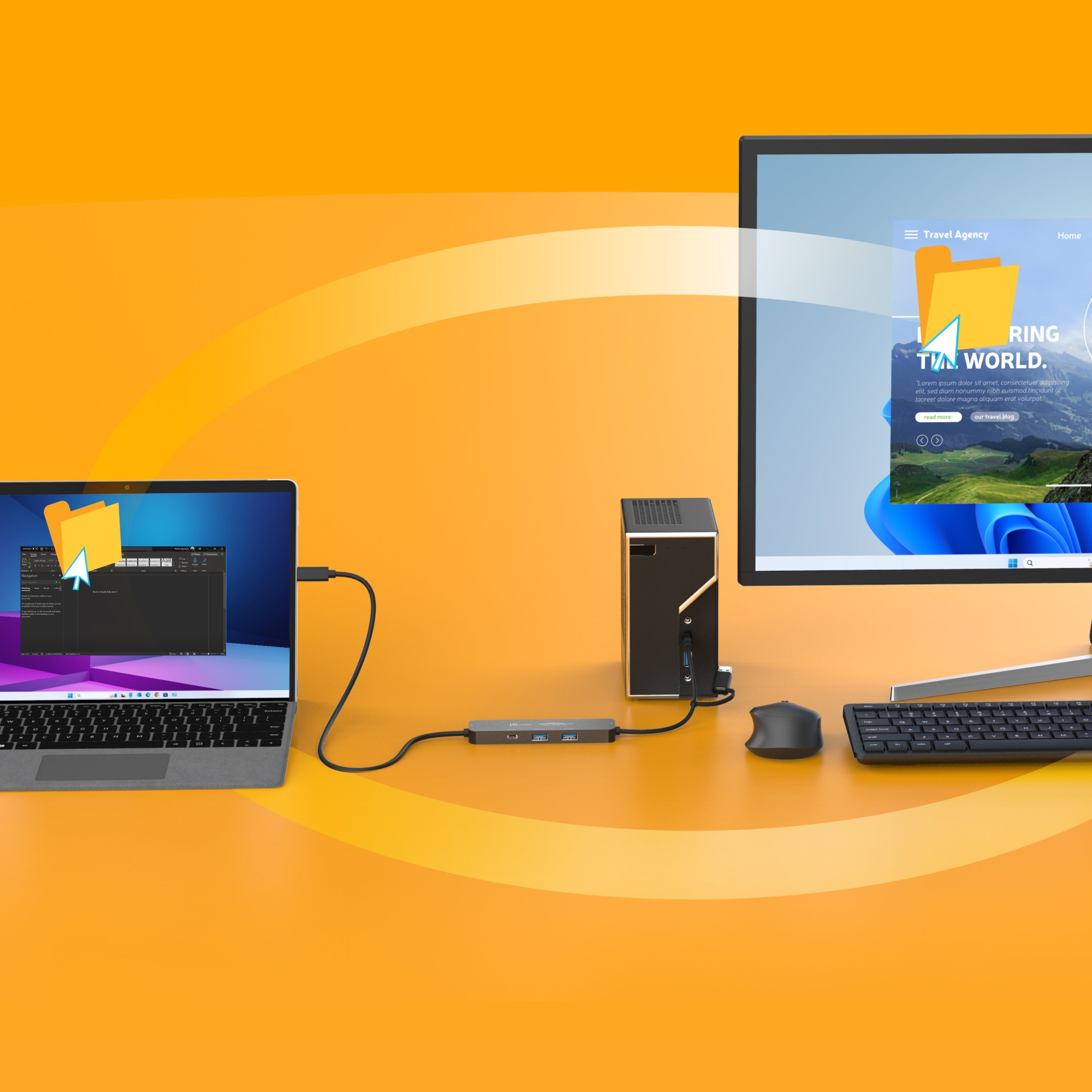 Wormhole Switch™ 4K HDMI Display Sharing Hub - Multi-Screen Adapter for Laptop, PC, Mac - Perfect for Home Office, Gaming & Conference Presentations