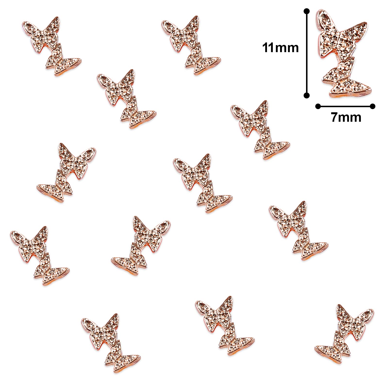 50pcs 3D Alloy Butterfly Nail Art Charms - 2nd Gen DIY Nail Decorations for Women & Girls | Perfect for Nail Salons, Parties, Weddings & Special Occasions