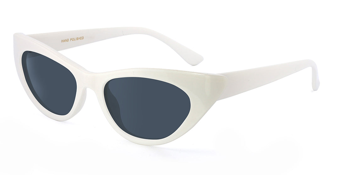 Stylish Acetate Cat Eye Sunglasses P6327 - Trendy White Frames for Women | Perfect for Summer, Beach, and Outdoor Activities