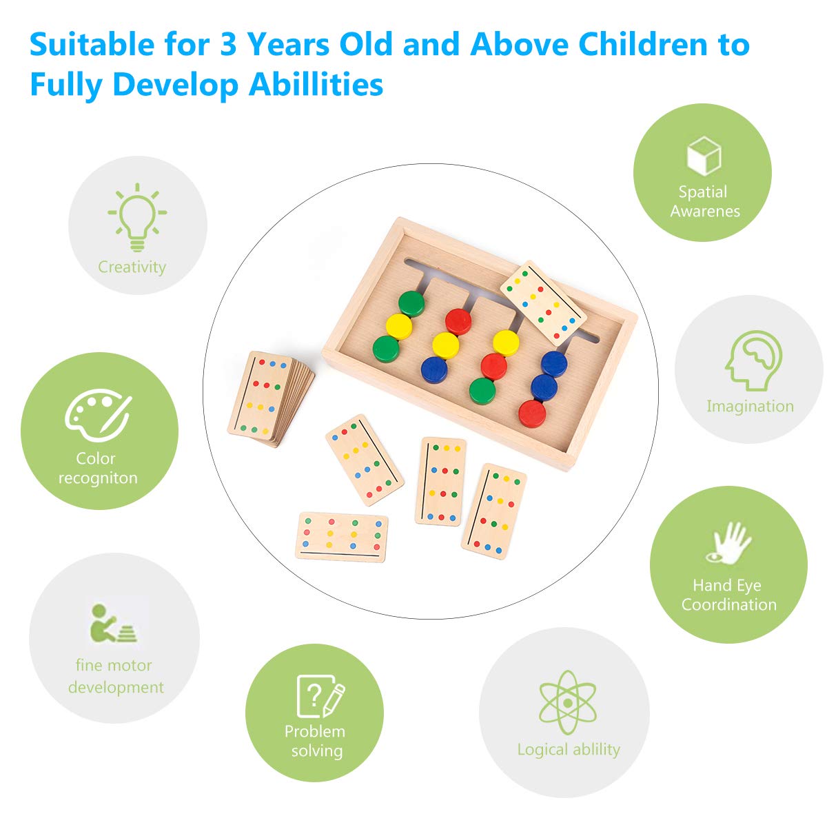Montessori Wooden Slide Puzzle - Color & Shape Matching Logic Game for Kids Ages 3-7 | Brain Teaser Educational Toy for Preschool Boys & Girls | Airplane Travel Activity & Birthday Gift Idea