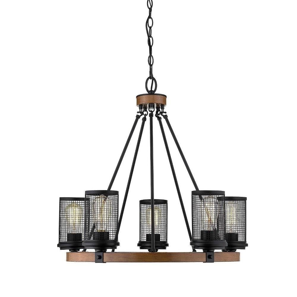 Millennium 3525-MB/WG 5-Light Black Chandelier - Modern Crystal Ceiling Light Fixture for Dining Room, Bedroom, or Living Room Decor