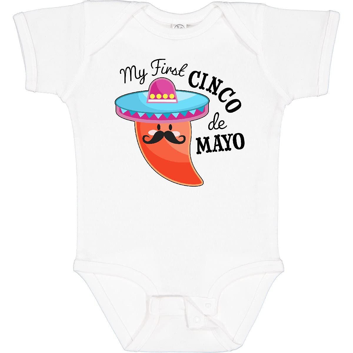 Inktastic My First Cinco De Mayo - Sombrero Pepper Baby Bodysuit | Cute Mexican Fiesta Outfit for Infants | Perfect for Cinco de Mayo Celebrations, Birthday Parties & Photo Shoots