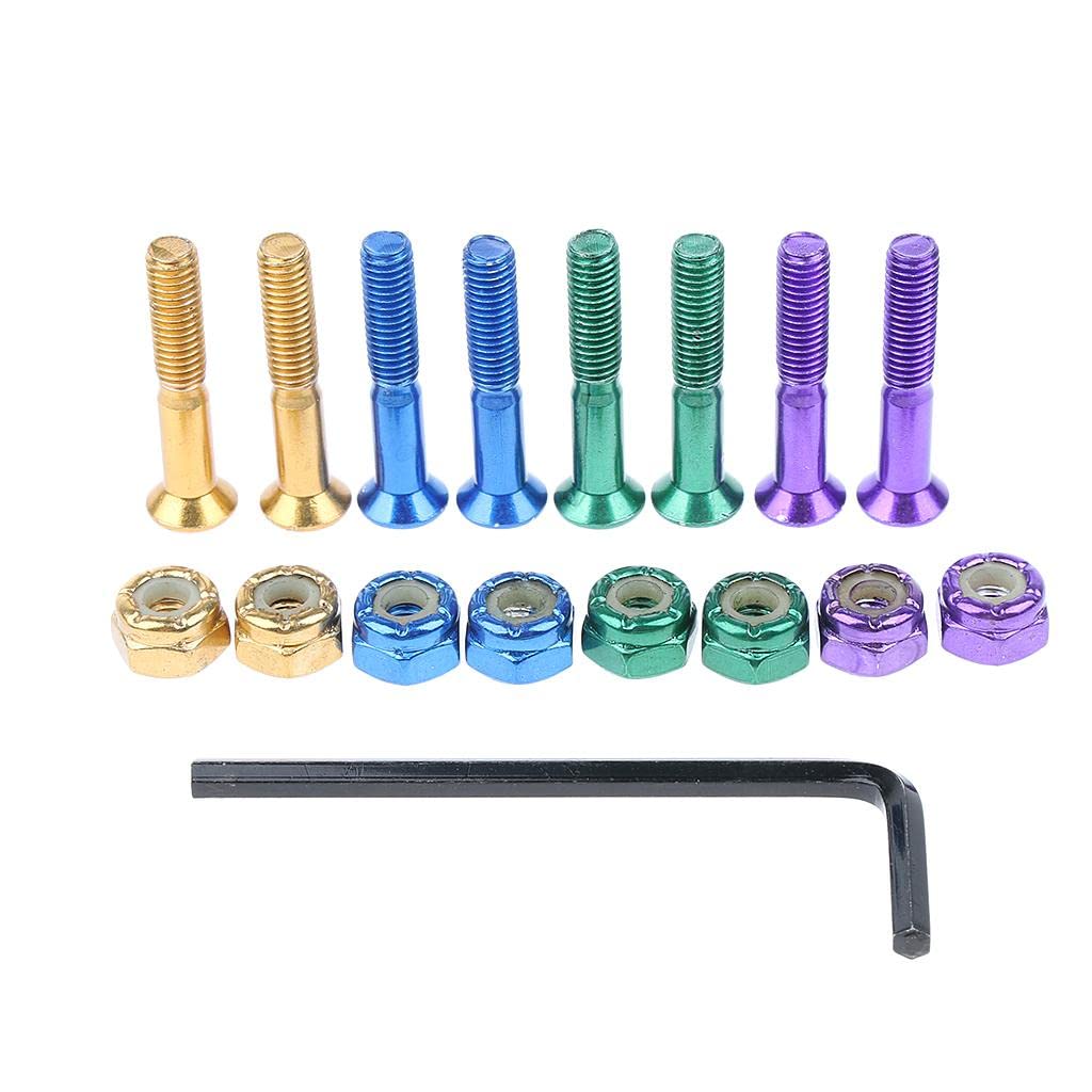 Colcolo 8-Piece Heavy Duty Skateboard Truck Hardware Kit - Longboard Screws, Bolts & Nuts Replacement Set for Enhanced Stability | Perfect for Skateboard Maintenance & Longboard Upgrades
