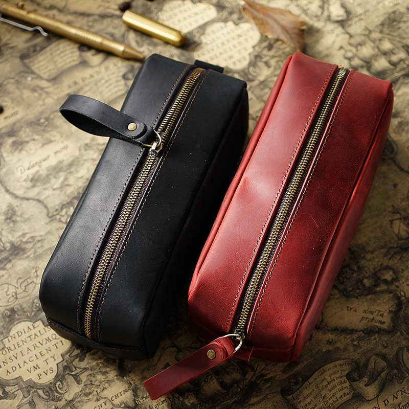 Premium Leather Pencil Case - Durable Pen Organizer with Multiple Pockets for School, Office & Travel - Perfect for Students, Professionals & Artists