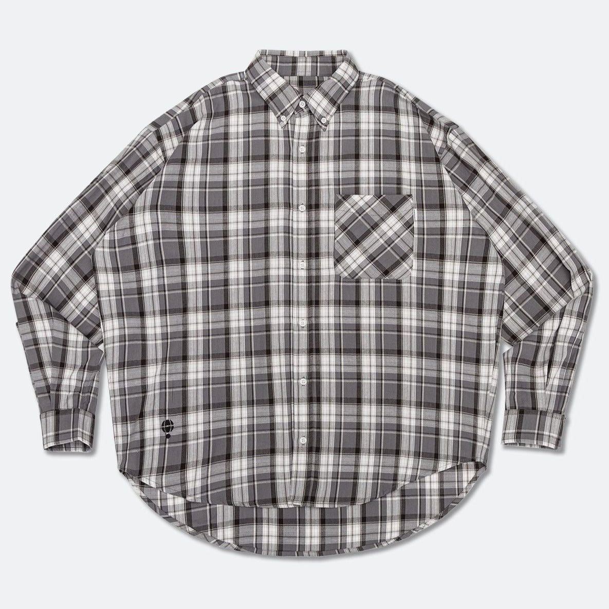 HOOGAH 24SS Oversized Balloon Short Sleeve Shirt - Black & White Checkered Pattern for Men & Women | Casual Summer Wear, Street Style Fashion
