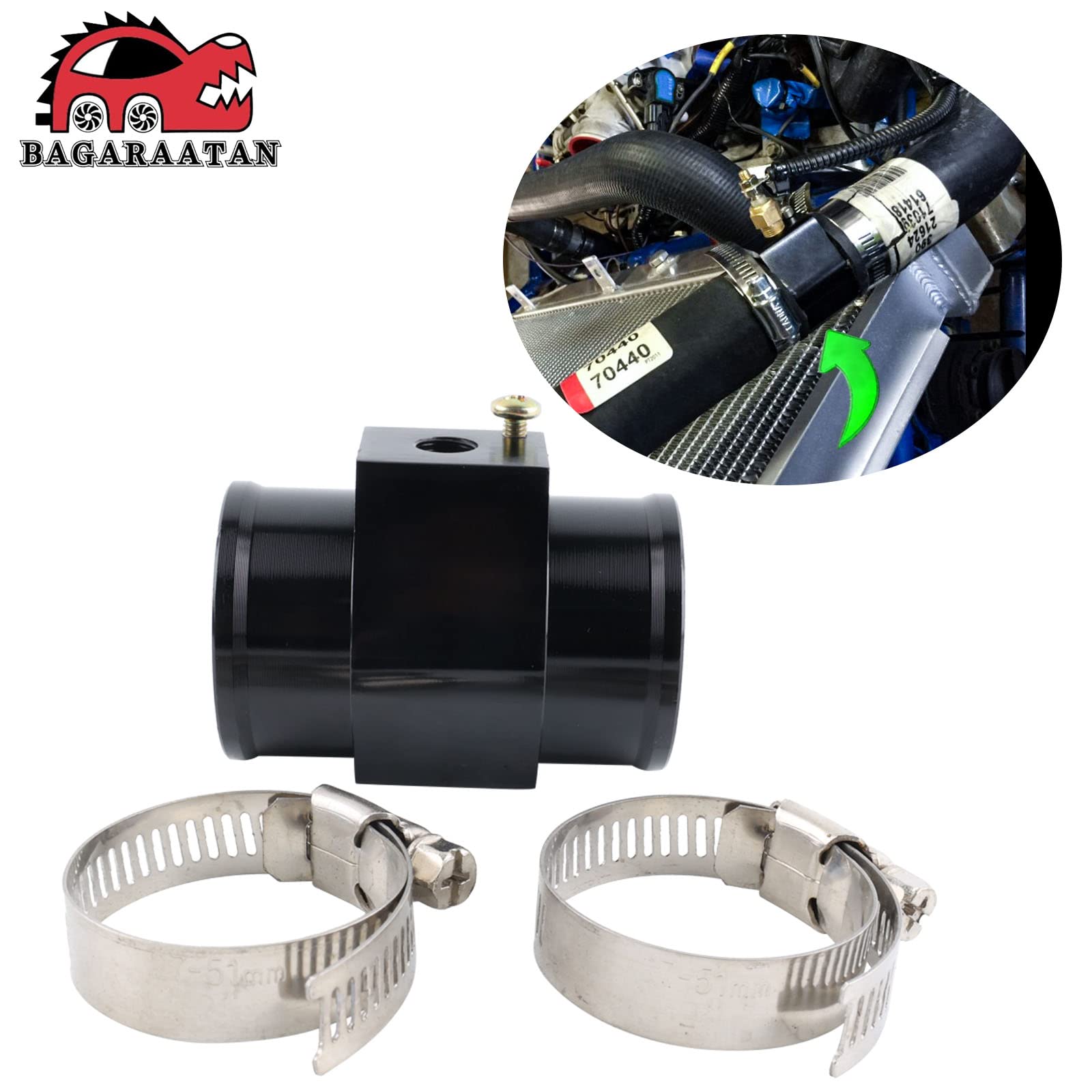 Aluminum Water Temp Gauge 36mm NPT for Radiator & Hose Clamps