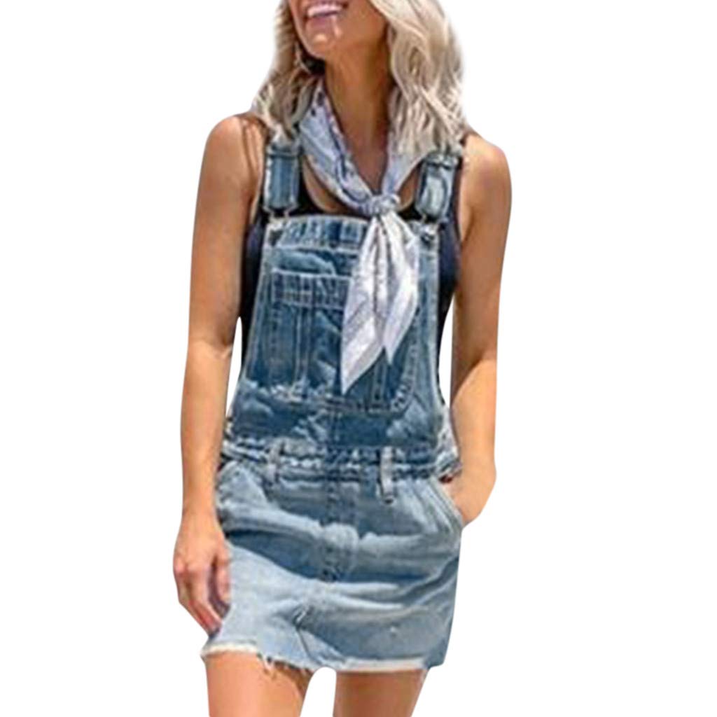Aunimeifly Women's Slim Denim Overalls Skirt - Adjustable Buckle, Nail Button Design, Casual Summer Outfit for Ladies | Perfect for Date Night, Brunch, and Street Style Fashion