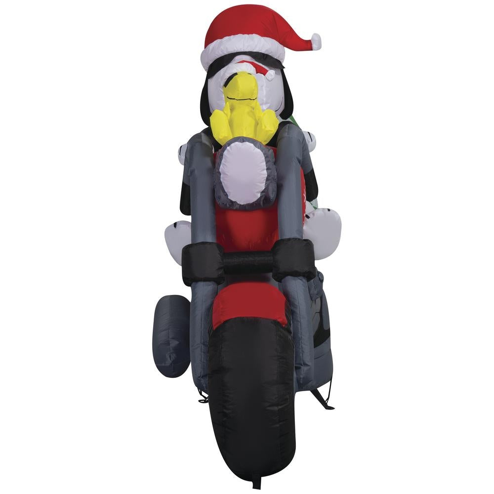 7' Airblown® Peanuts Snoopy & Woodstock Motorcycle LED Christmas Inflatable Yard Decoration - Outdoor Holiday Decor for Lawn, Garden, and Patio
