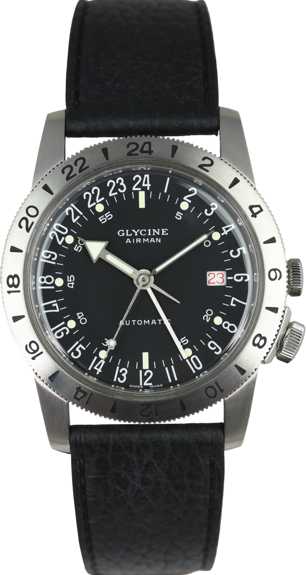 Glycine Airman No. 1 GMT Automatic Watch GL0162 - Limited Edition Pre-Owned Men's Luxury Timepiece for Travelers & Aviation Enthusiasts