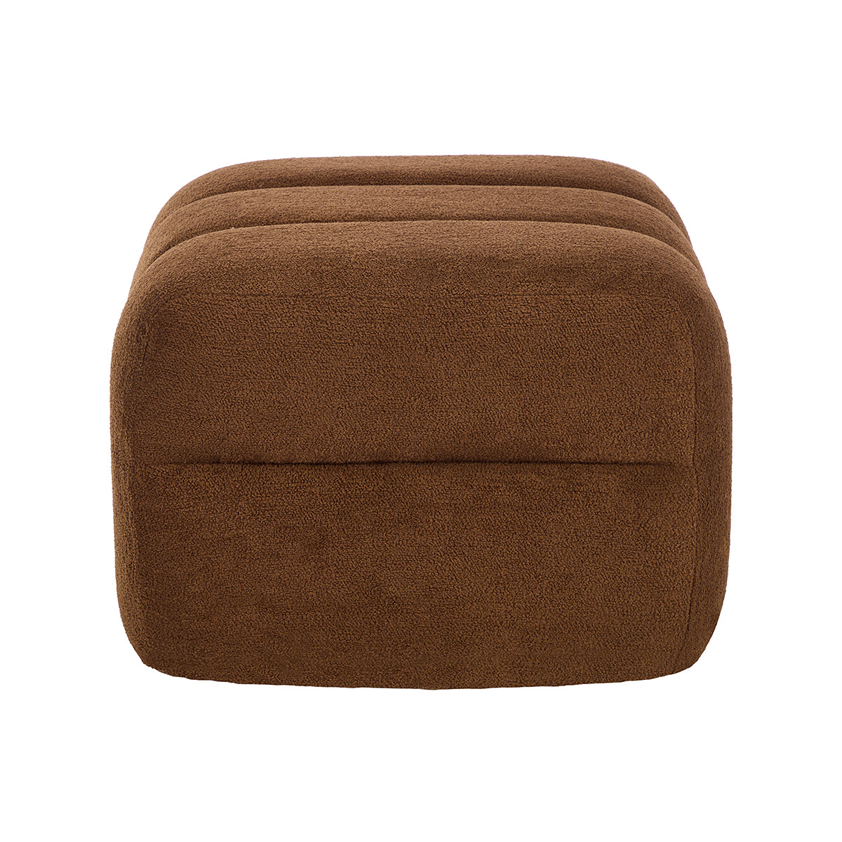 Amelia Boucle Ottoman Stool - Round Tufted Footrest Pouf with Storage, Modern Accent Chair for Living Room, Bedroom & Nursery - Soft Velvet Fabric, Neutral Beige Home Decor