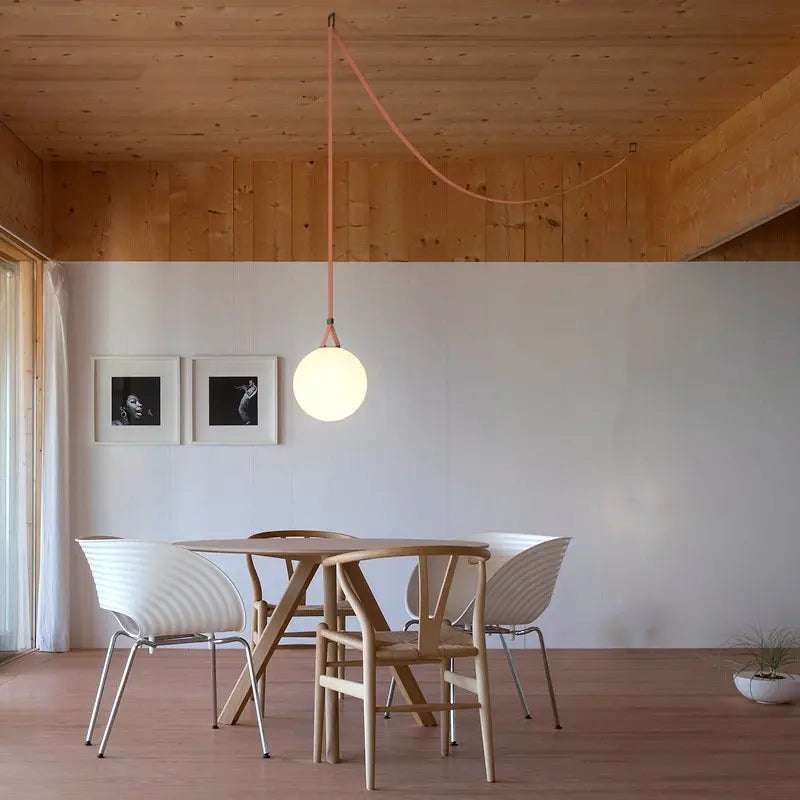 Modern Suspended Sphere Belted Pendant Light - Industrial Style Ceiling Fixture for Dining Room, Kitchen Island & Bedroom Decor