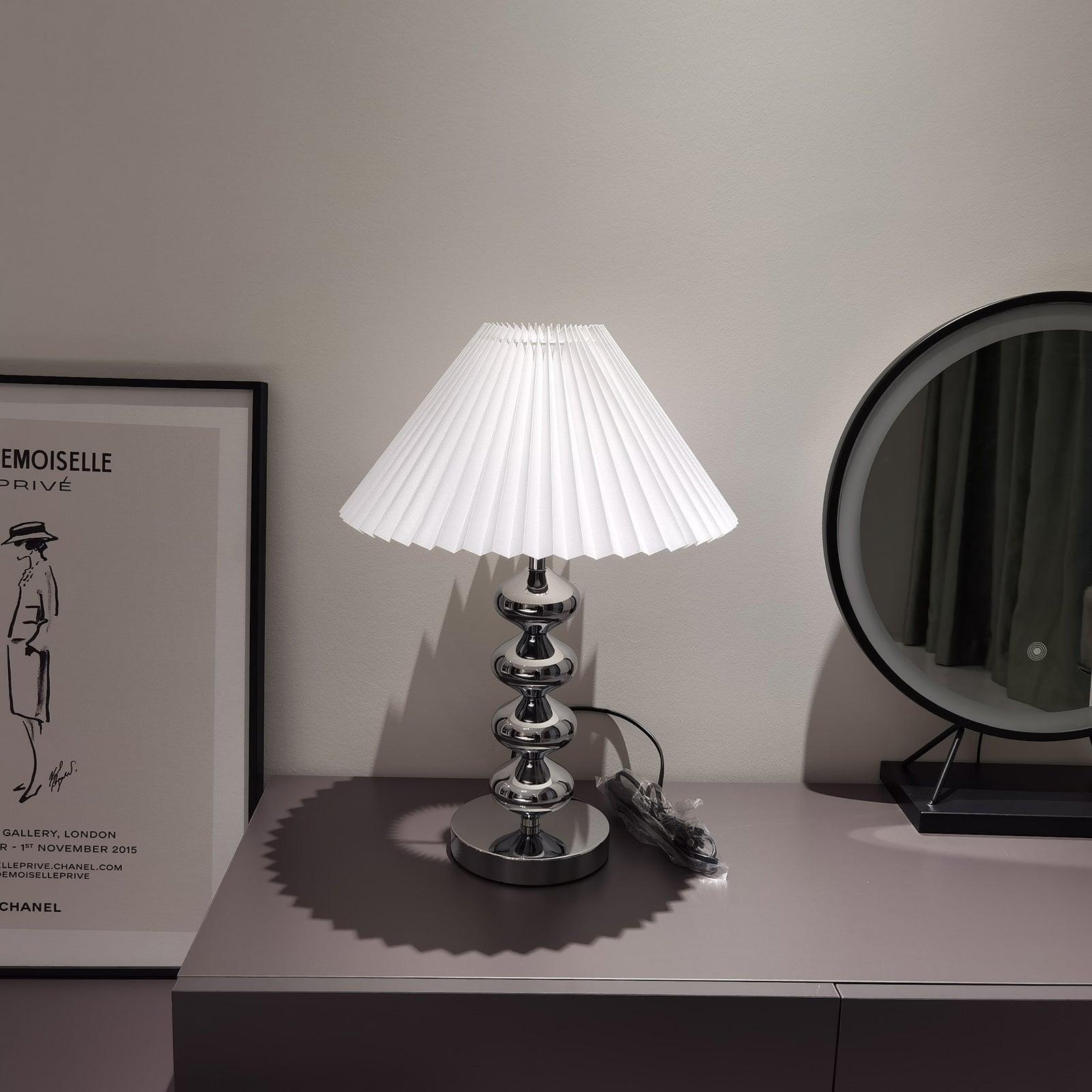 Aleisha Pleated Table Lamp - Modern Bedside Lighting for Bedroom, Living Room & Office - Soft Ambient Light with Adjustable Brightness