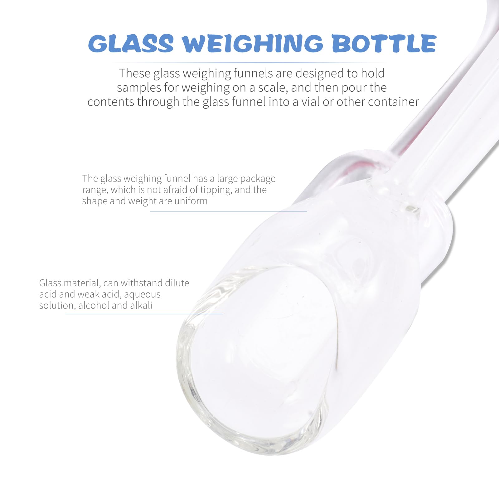 Mipcase 3-Piece Glass Weighing Boat Set with Round Weighing Funnel - Clear Laboratory Glassware for Precise Chemical Measurement - Perfect for Science Labs, Pharmacy, and Research Experiments