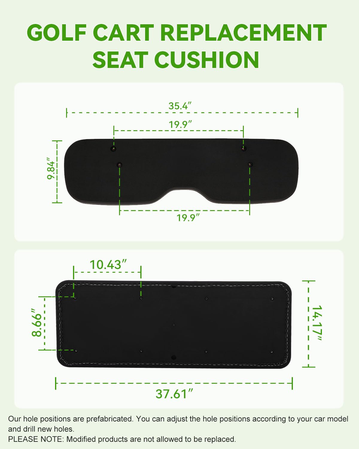 SCITOO Golf Cart Rear Seat Cushions Replacement - Compatible with EZGO TXT RXV ST, ST Sport, Valor & Club Car Models - 2-Piece Black Backrest Cushion Set for Comfortable Riding & Outdoor Leisure