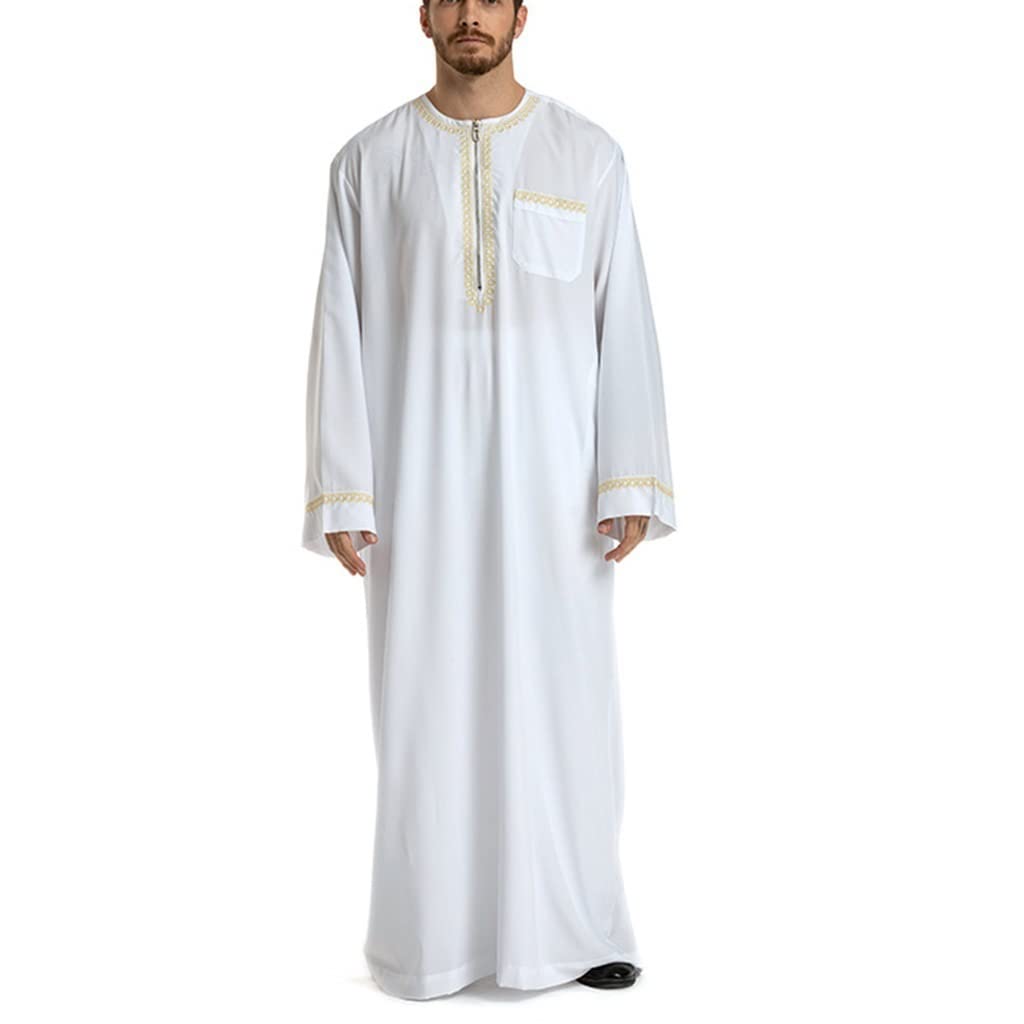 Premium Muslim Arab Robe - Long Sleeve Kaftan Thobe Gown for Men | Middle Eastern Jubba Clothing | Eid Prayer, Wedding & Casual Wear