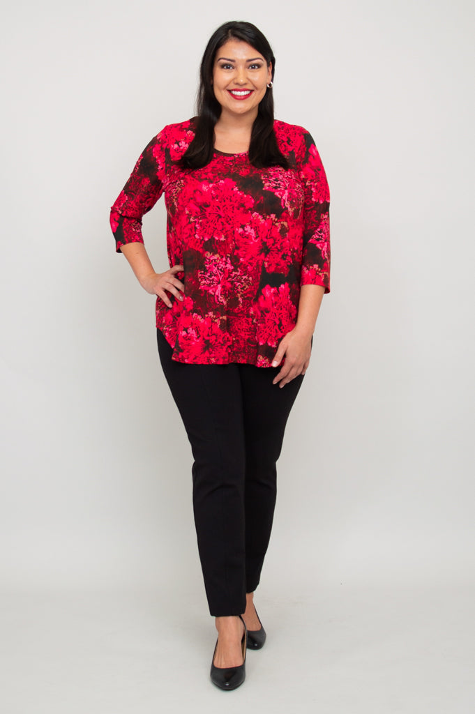 Jazz 3/4 Sleeve Women's Top - Normandy Style Bamboo V-Neck Blouse for Casual Wear & Office Outfits