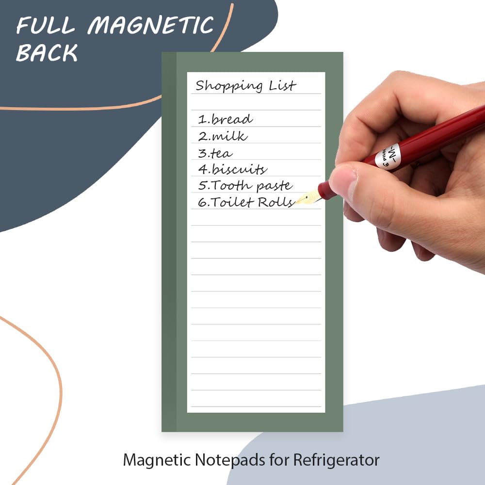 4 Pack Magnetic Notepads for Refrigerator - Strong Full Magnet Back Memo Pads, 50 Sheets per Pad for To-Do Lists & Shopping Lists (Simple Style) - Perfect for Kitchen, Office & Home Organization