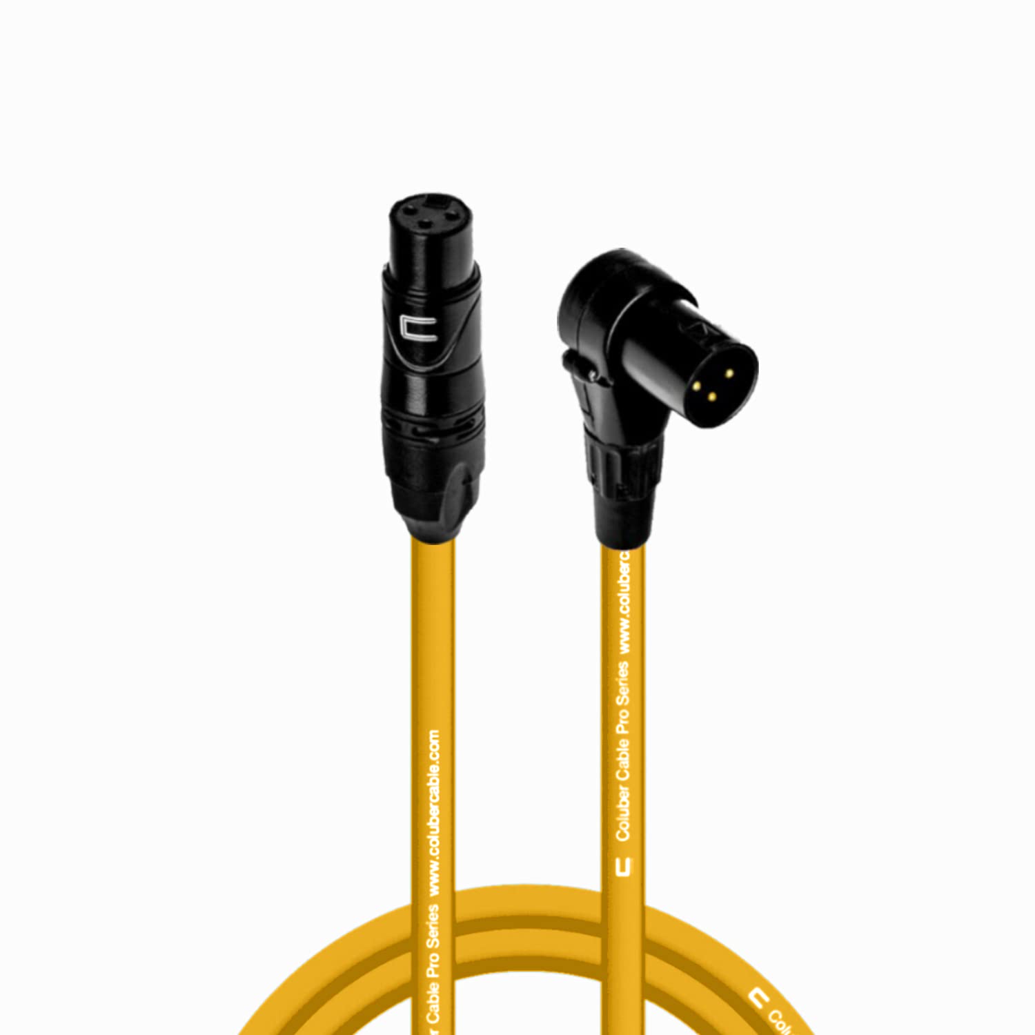 Professional Balanced XLR Cable Female to Right Angle XLR Male - 5ft Yellow - 3-Pin Microphone Connector for Powered Speakers, Audio Interface, Mixer - Perfect for Live Performances, Studio Recording & DJ Setups