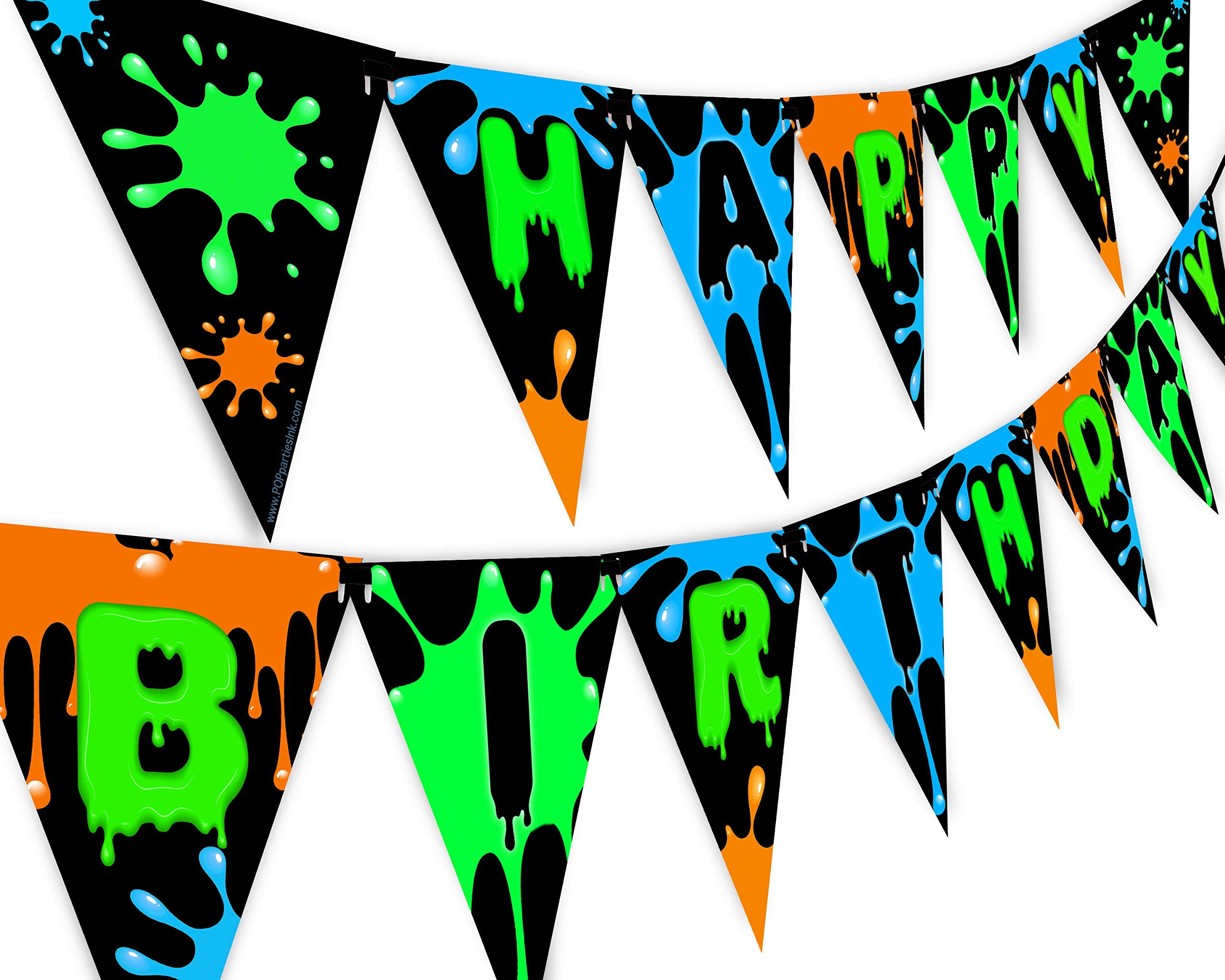 Slime Green Happy Birthday Banner Pennant - Vibrant Slime Party Decorations - Creative Art Party Supplies - Perfect for Kids' Slime Themed Birthday Parties & Classroom Celebrations