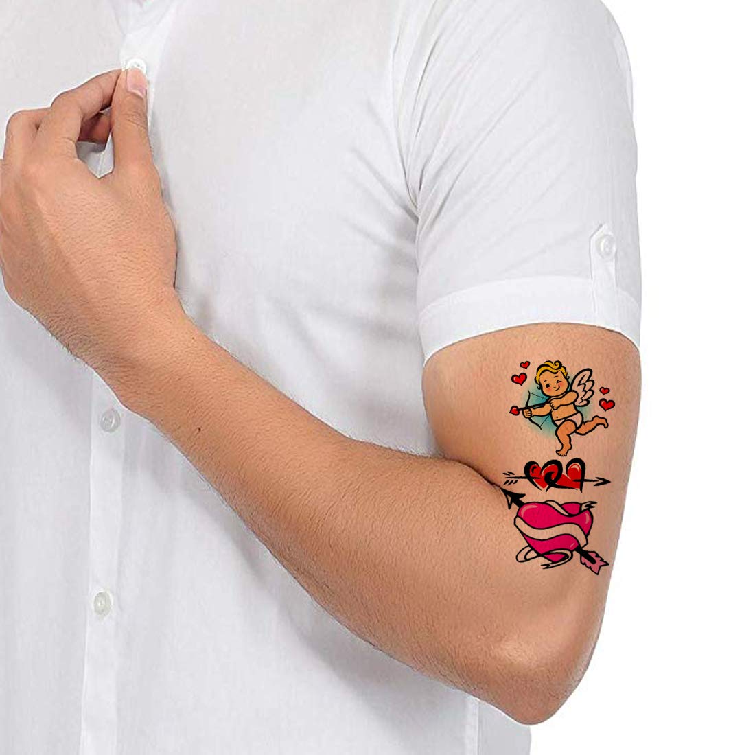 Voorkoms® Heart Love Cupid Temporary Tattoos - Waterproof Body Art for Men & Women - Perfect for Parties, Weddings & Festivals
