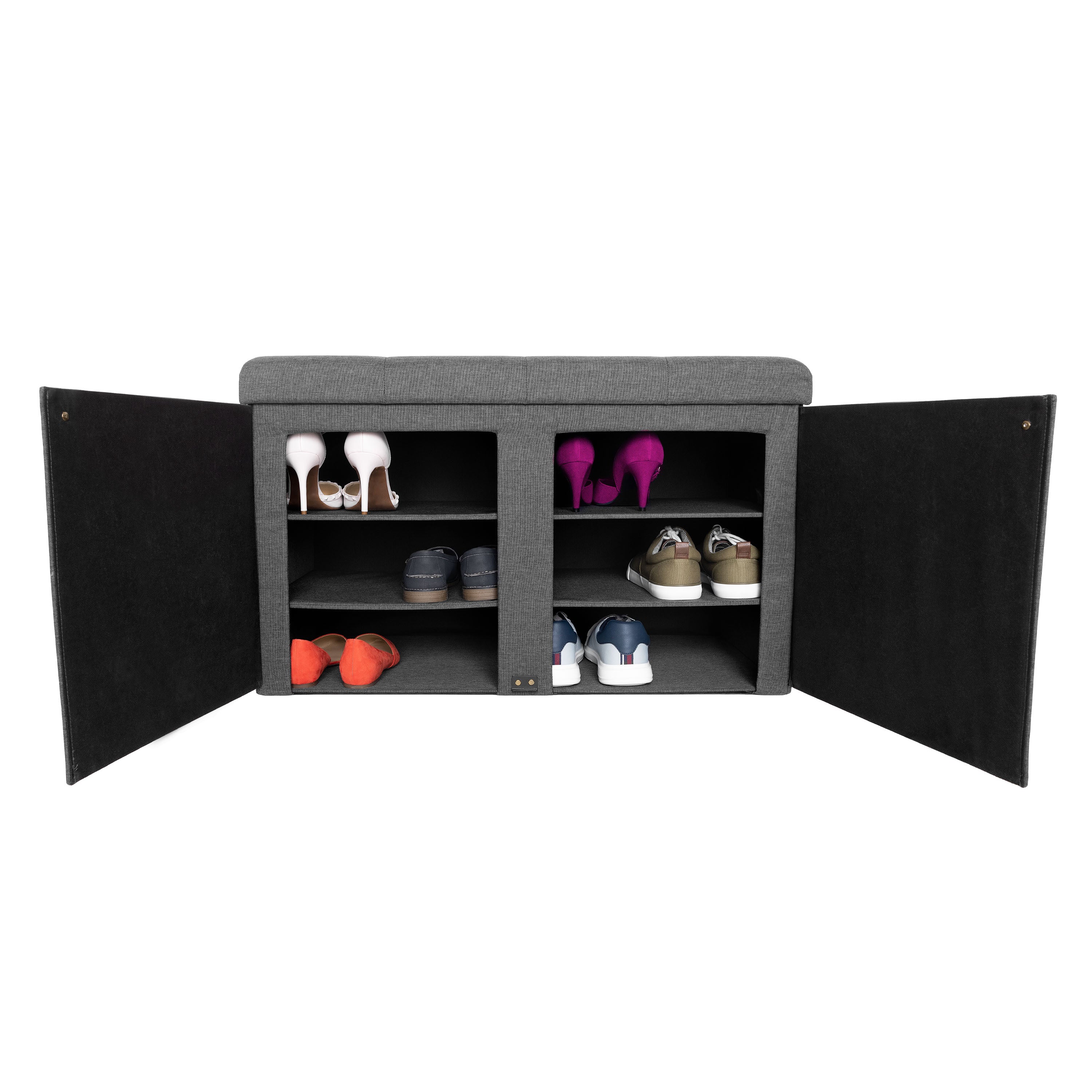 Tufted Shoe Storage Trunk - Upholstered Bench with Storage for Entryway, Bedroom & Closet Organization - Perfect for Shoes, Blankets & Home Decor