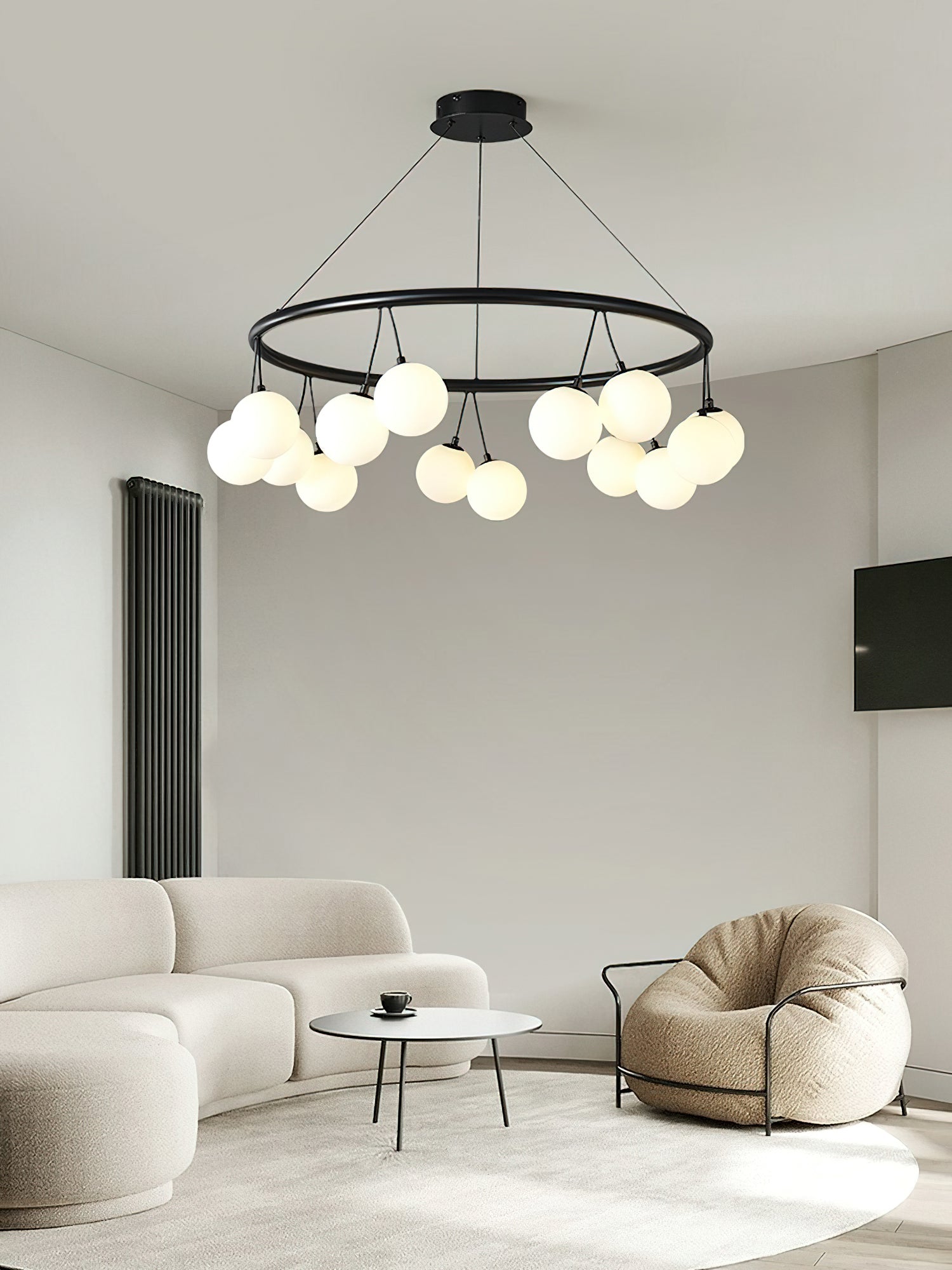 Jarvis Round Glass Chandelier - Modern Crystal Ceiling Light Fixture for Dining Room, Living Room & Bedroom | Elegant Lighting Decor for Home Interior