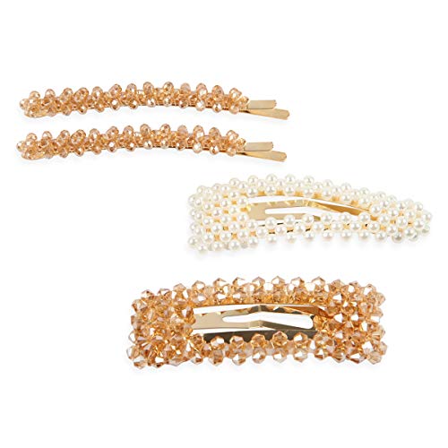 Crystal & Pearl Hair Set - Taupe