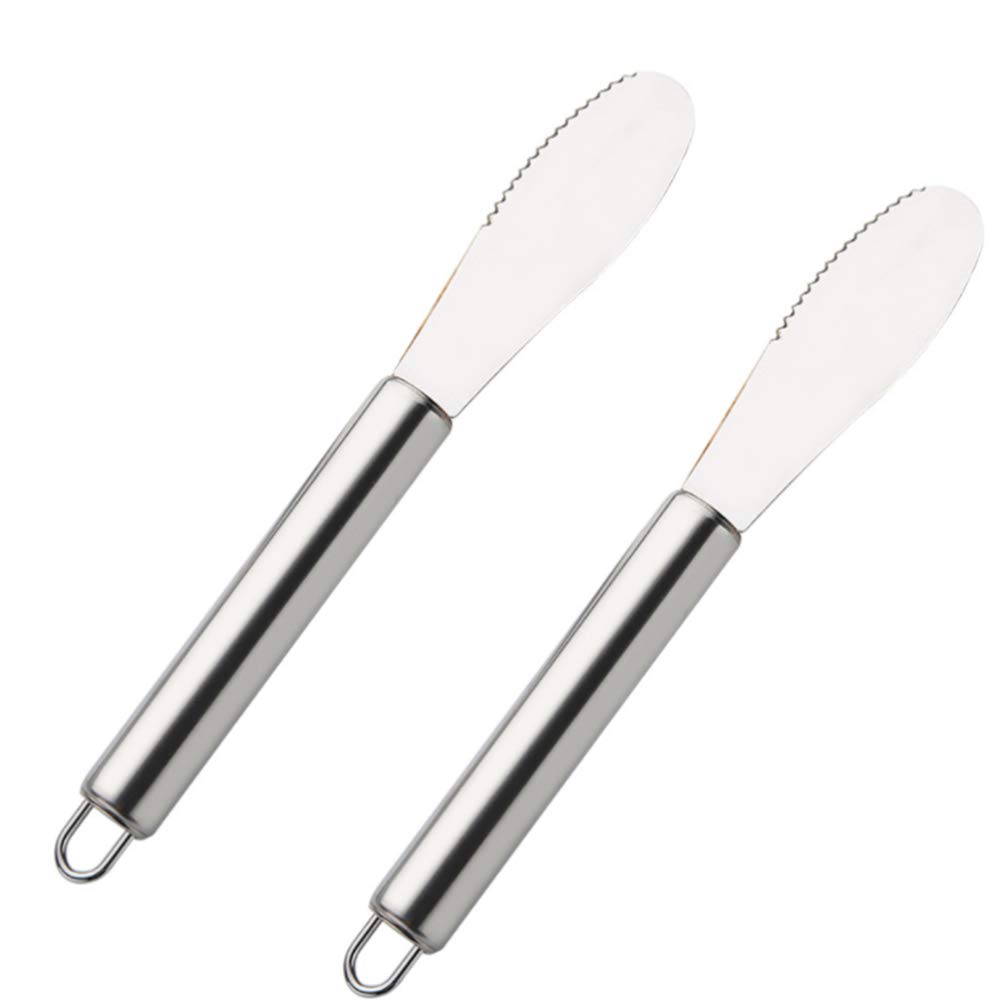 Premium Stainless Steel Cake Spatula Set - 2Pcs Metal Frosting & Butter Spreader for Cake Decorating, Cupcake Icing, Sandwich Making - Includes Serrated Edge Spatula for Perfect Baking & Kitchen Use
