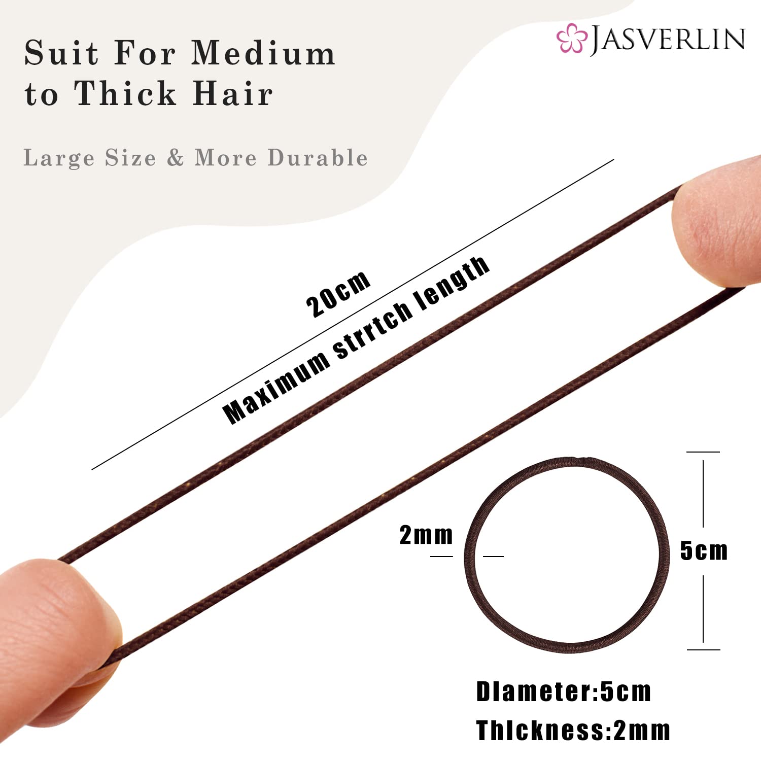 Dark Brown Thin Small Elastic Hair Ties - 2mm No Slip Hair Bands for Women & Kids (80 Pack) | Strong Ponytail Holders for Fine to Medium Thick Hair | Perfect for School, Workout, Yoga & Daily Styling