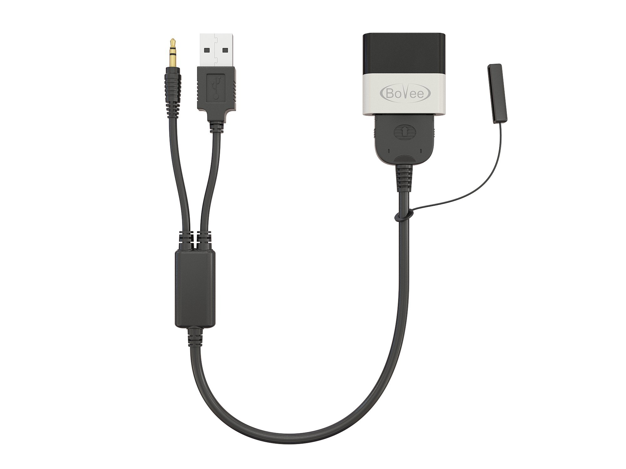 Bovee 1000 Wireless Bluetooth Car Kit with Y USB/AUX Cable - iPod Integration for BMW & Mini Cooper - Stream Music Hands-Free in Your Car